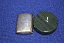 A HALLMARKED SILVER CIGARETTE CASE ETC