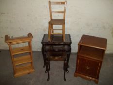 FOUR ITEMS TO INCLUDE A NEST OF TABLES, CHILDS CHAIR ETC