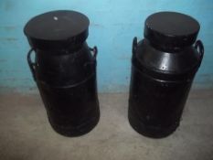 TWO STEEL ORNAMENTAL MILK CHURNS