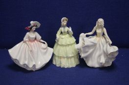 TWO ROYAL DOULTON FIGURINES 'SWEET 17' AND 'SUNDAY BEST' TOGETHER WITH A ROYAL WORCESTER FIGURINE '