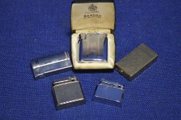 FIVE VINTAGE LIGHTERS, TO INCLUDE RONSON AND COLIBRI TYPES (5)