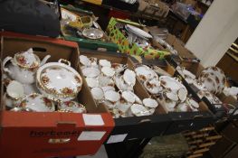 FOUR TRAYS OF ROYAL ALBERT 'OLD COUNTRY ROSES' (TRAYS NOT INCLUDED)