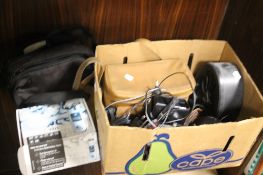 A TRAY OF ASSORTED ELECTRICALS TO INCLUDE MOBILE PHONE ETC