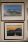 TWO FRAMED LIMITED EDITION TERENCE MACKLIN PRINTS OF GOLFING INTEREST