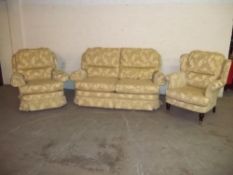 A GOLD FLORAL 3 PIECE SUITE