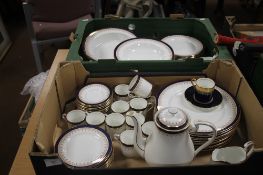 TWO TRAYS OF AYNSLEY TEA AND DINNERWARE (TRAYS NOT INCLUDED)