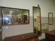 FOUR ASSORTED WALL MIRRORS INCLUDING A GILT FRAMED EXAMPLE (4)