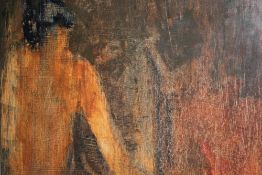 (XX-XXI). Impressionist figure composition, unsigned, oil on board, unframed, 42 x 50 cm