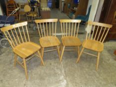 A SET OF FOUR ,MODERN OAK DINING CHAIRS