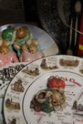 A BOX OF ASSORTED SUNDRIES TO INCLUDE PENDELFIN RABBITS, VINTAGE CUTLERY, COLLECTORS PLATES