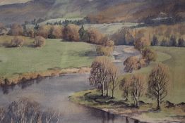 THE VIEW FROM KIRKLY LONSDALE CHURCH - RUSKINS VIEW SIGHED WATERCOLOUR BY E.CHARLES SIMPSON 37 X