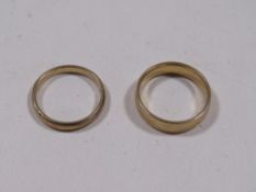 TWO HALLMARKED 9CT GOLD WEDDING BANDS, APPROX. COMBINED WEIGHT 6.3 g (2)