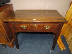 A 19TH CENTURY OAK SIDE TABLE WITH SINGLE DRAWER W-91 CM