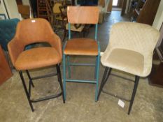THREE ASSORTED MODERN BAR STOOLS