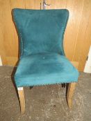 A MODERN TEAL UPHOLSTERED BEDROOM CHAIR