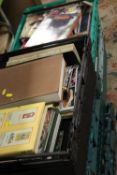 A LARGE COLLECTION OF BOOKS AND MAGAZINES ETC CONTAINED IN FIVE TRAYS, TO INCLUDE RAILWAY, VEHICLE