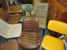 SEVEN ASSORTED LEATHER DINING CHAIRS