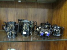 A COLLECTION OF ASSORTED JACKFIELD TYPE JUGS AND TEAPOTS ETC