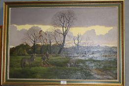 TWO NATURE COUNTRY OIL LANDSCAPES INCLUDING DONKEYS TOGETHER WITH AN ALPINE OIL (3)