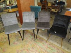 A HARLEQUIN SET OF FOUR DINING CHAIRS