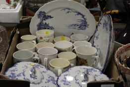 TWO BOXES OF ASSORTED CERAMICS AND GLASSWARE TO INCLUDE PORTMEIRION PURPLE GLASS BOWL AND VASE,