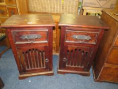 A PAIR OF COLONIAL HARDWOOD SIDE CABINETS