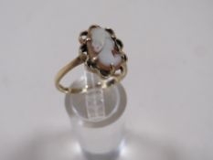 A 9CT GOLD VINTAGE CAMEO RING - APPROX 2.8g TOGETHER WITH AN ETERNITY RING (2)