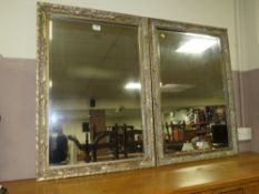 A PAIR OF MODERN FRAMED RECTANGULAR WALL MIRRORS 86 X 61 CM (2)