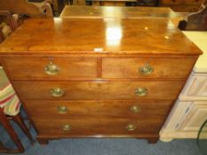 A 19TH CENTURY CHEST OF FIVE DRAWERS W-100 CM