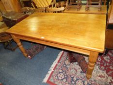 A LARGE MODERN PINE FARMHOUSE STYLE TABLE W-156 CM