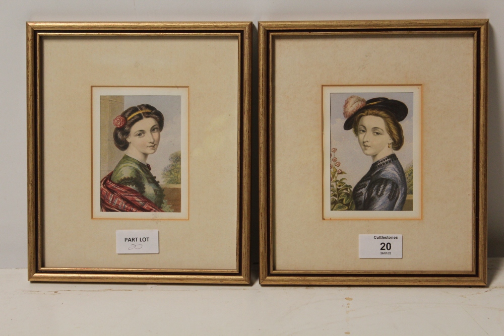 A SMALL PAIR OF COLOURED ENGRAVING DEPICTING LADIES
