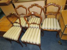 A SET OF FIVE VICTORIAN MAHOGANY DINING CHAIRS