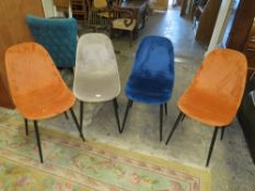 A HARLEQUIN SET OF FOUR DINING CHAIRS