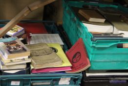 THREE TRAYS OF ASSORTED BOOKS ETC., TO INCLUDE MANUALS, MODERN AND VINTAGE BOOKS ETC