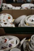 THREE TRAYS OF ASSORTED ROYAL WORCESTER EVESHAM PATTERN TEA AND DINNERWARE ETC TO INCLUDE TUREENS,