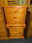 A PAIR OF HONEY PINE BEDSIDE CHESTS (2)