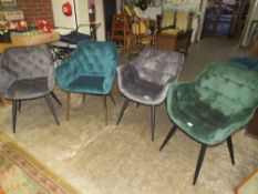 FOUR HARLEQUIN MODERN UPHOLSTERED ARMCHAIRS