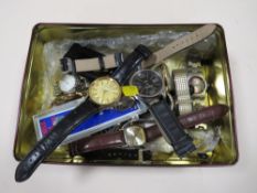 A TRAY OF VINTAGE AND MODERN WRISTWATCHES ETC