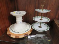 A MASONS HAM STAND TOGETHER WITH A HARRODS CHEESE PLATE, LAZY SUSAN, ROYAL WORCESTER CAKE SLICE