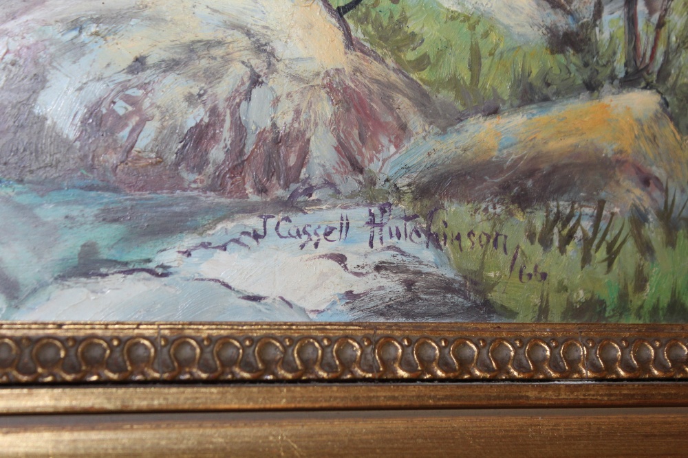 AN OIL ON BOARD OF A RIVER SCENE SIGNED J CASSELL HUTCHINSON - Image 3 of 3