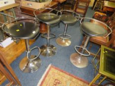 FOUR MODERN ADJUSTABLE BAR STOOLS