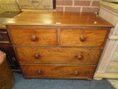 A VICTORIAN MAHOGANY FOUR DRAWER CHEST W-94 CM