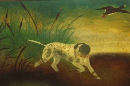 AN ANTIQUE FRAMED ENGRAVING OF A POINTER