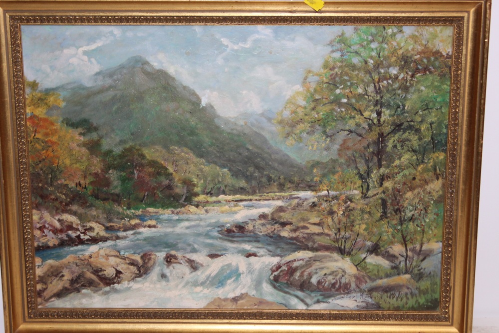 AN OIL ON BOARD OF A RIVER SCENE SIGNED J CASSELL HUTCHINSON - Image 2 of 3
