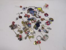 A QUANTITY OF ASSORTED ADVERTISING AND OTHER STICK PINS ETC