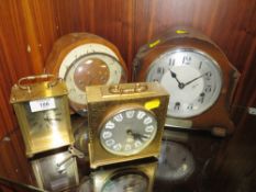 FOUR ASSORTED MANTLE AND CARRIAGE CLOCKS