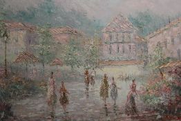 A LARGE IMPRESSIONIST PARISIAN OIL 60 X 90CM TOGETHER WITH A SMALLER FLORAL EXAMPLE (2)