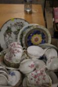 A TRAY OF ASSORTED CERAMICS AND TEAWARE ETC., TO INCLUDE ADDERLEY CHERRY BLOSSOM TEAWARE, ROYAL