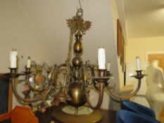 A LARGE MODERN SIX BRANCH CHANDELIER APPROX H -87 CM