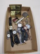 A TRAY OF ASSORTED WRISTWATCHES AND COLLECTABLE'S TO INCLUDE SEIKO, CITIZEN ETC AND A MUSICAL